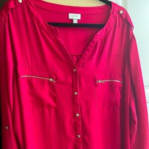 HOT PINK AVENUE 26/28 BUTTON DOWN TOP